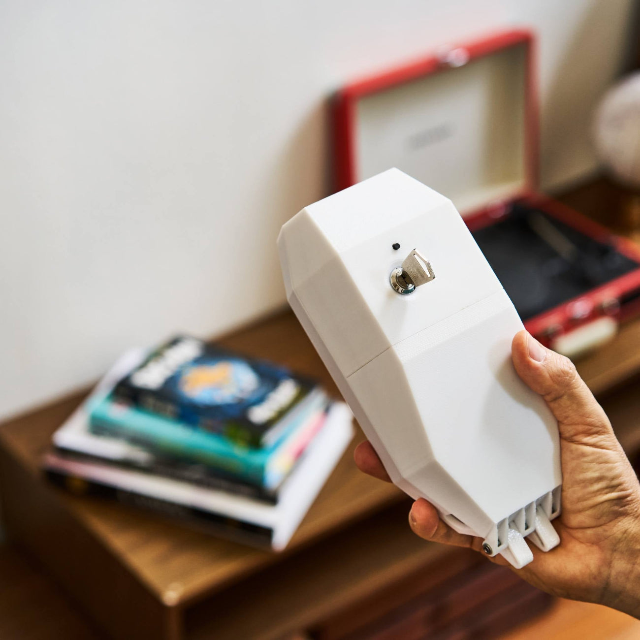 Image of locking smart plug device.